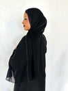 Noor Black Glittery Chiffon Hijab with lace