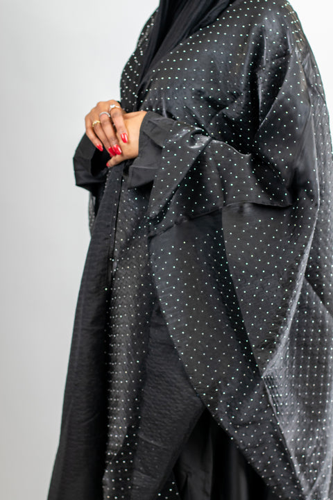 Black Luxury Sheer Embellished Abaya