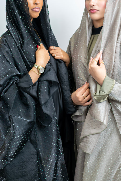Green Luxury Sheer Emballished Abaya