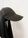 Black cap with attached chiffon hijab
